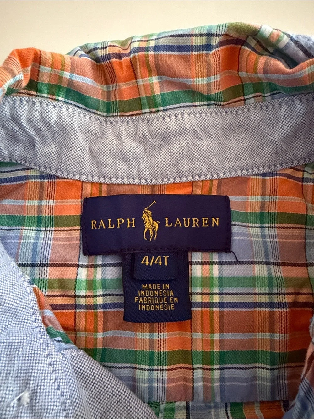 Ralph Lauren Orange, Blue & Green Plaid Button-Down Shirt